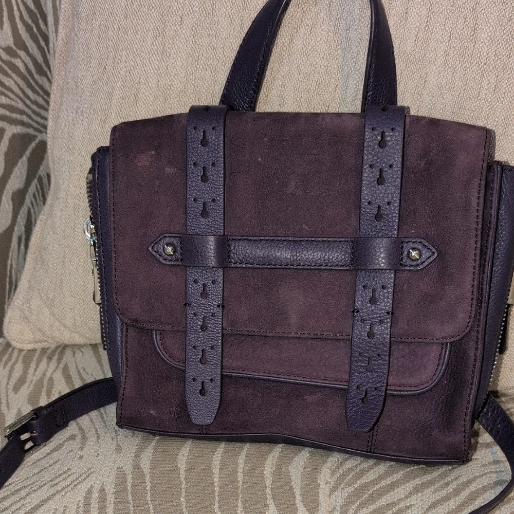 Aimee Kestenberg Eggplant Leather & Suede Bag With Tags New With Tags